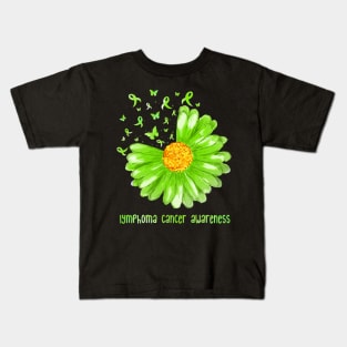 Daisy Butterfly Green Ribbon Lymphoma Cancer Awareness Kids T-Shirt